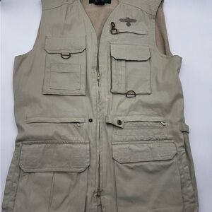 VTG Orvis Khaki Vented Utility Vest with Multiple Pockets Fishing Hunting Medium